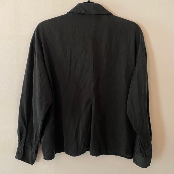 Djerf Avenue Women's size XS On The Go Ash Black Cupro Cotton Button Down Blouse - Picture 6 of 10